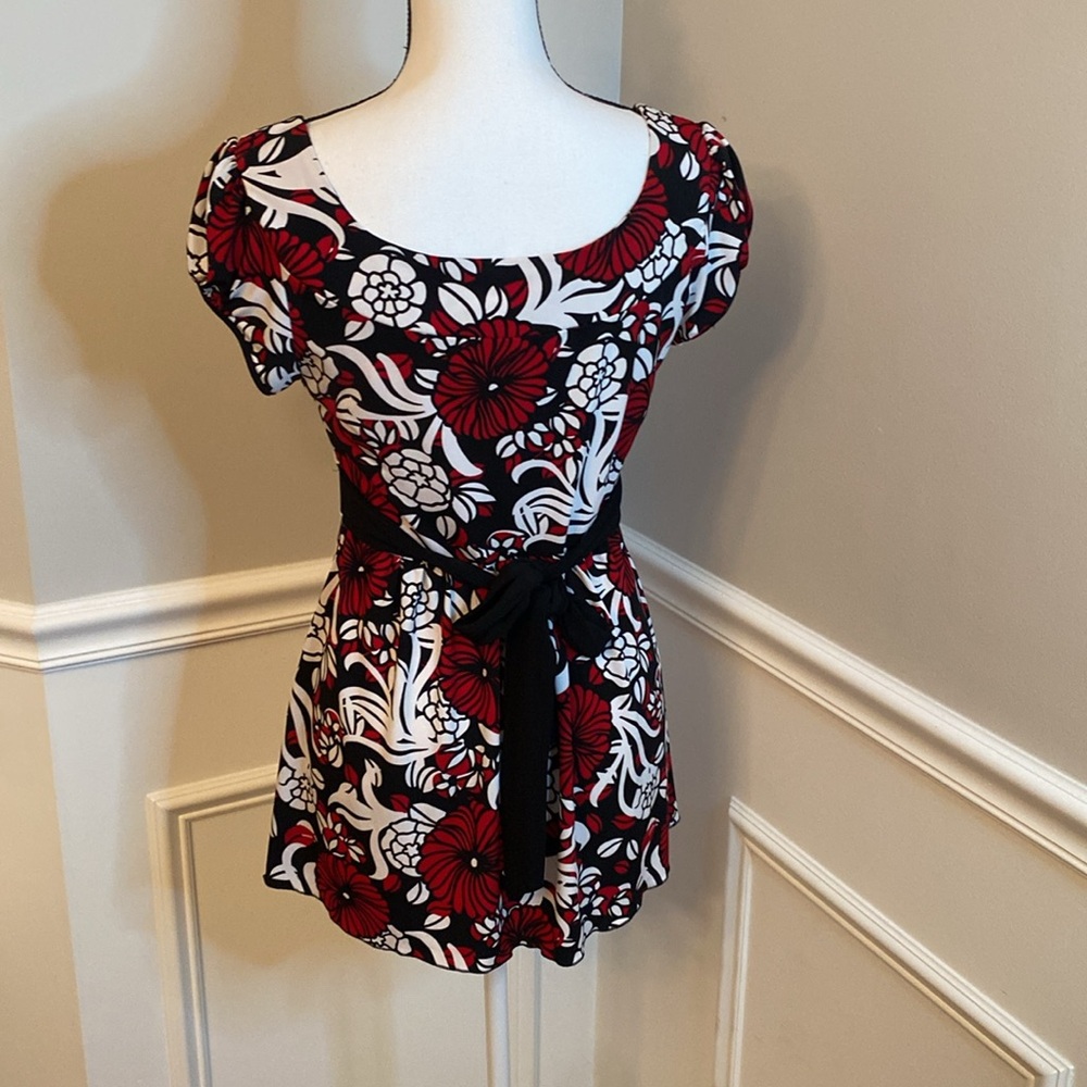 Speechless Floral top size Medium Floral Blouse tie back top vintage - Picture 2 of 8